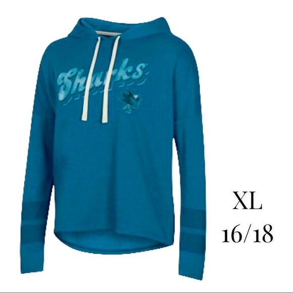 NHL San Jose Sharks Women’s Center Ice Fleece Hoodie XL 16/18 - Picture 1 of 9